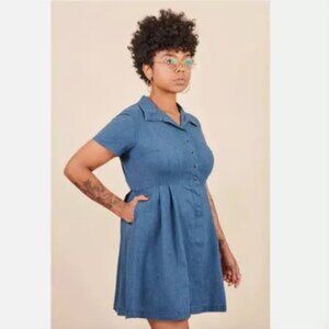 Tuesday Bassen Tuesday of California Blue Diner Dress Black Pearl Snap Buttons